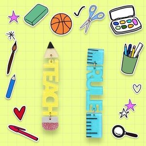 School Theme Teach & Rule Acrylic Earrings